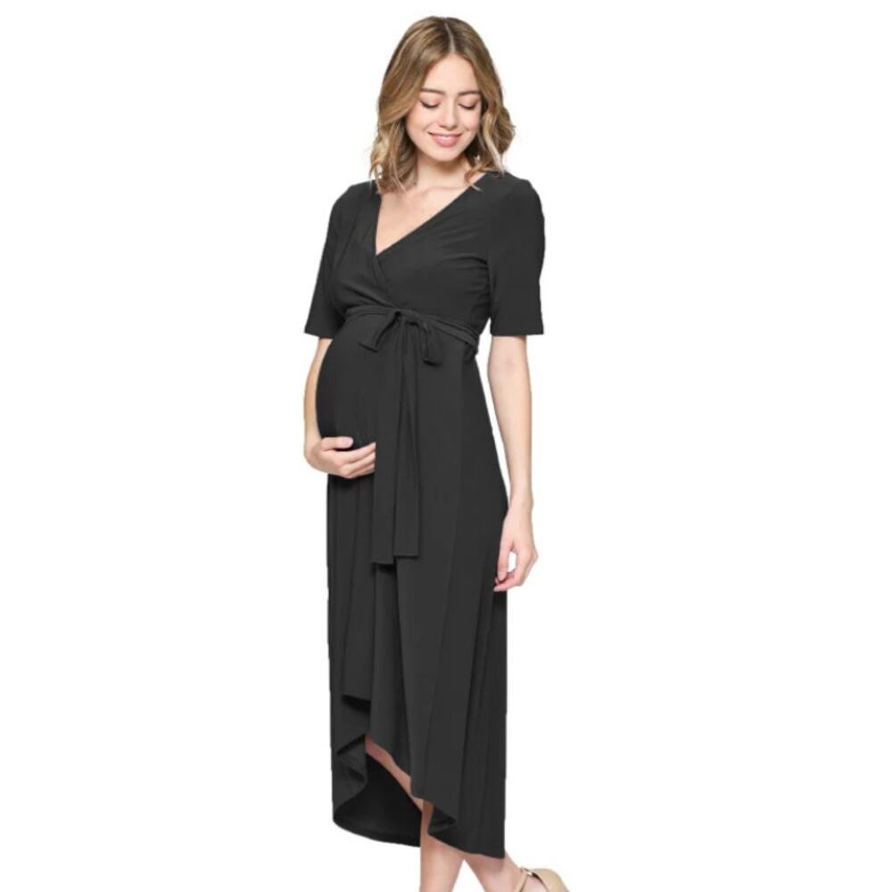 NWT Hello Miz Maternity Black High Low Maternity / Nursing Dress Womens Small